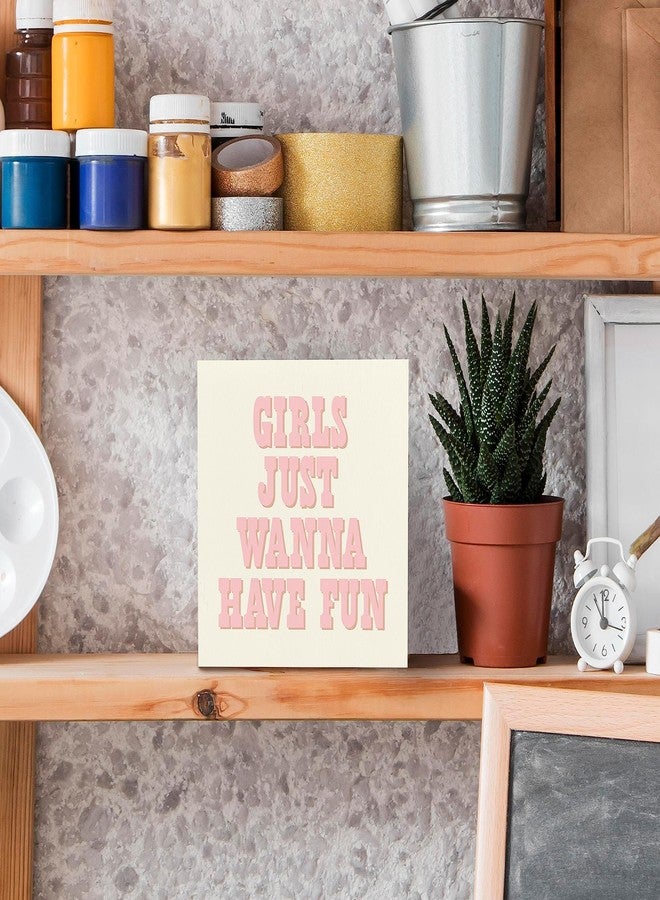 SRADMO Girls Just Wanna Have Fun Pink Wood Box Sign Desk Decor,Inspirational Preppy Wooden Block Box Sign Decoration for Girls Room Dorm Shelf Table Decor - Image 3